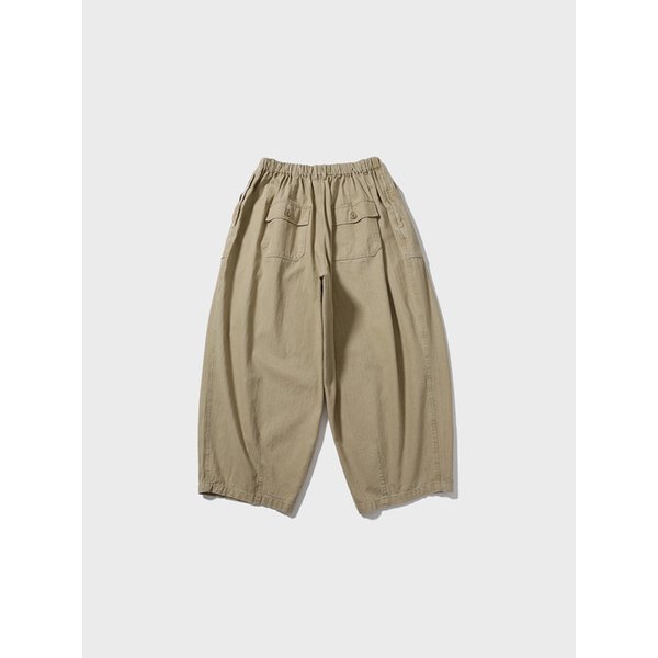 Herringbone Fatigue Balloon Pants - Beige