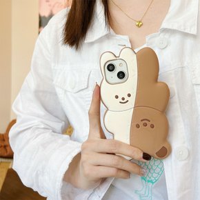 아이폰 15 14 13 12 pro max 귀여운 토끼 곰돌이 캐릭터 인형 실리콘 케이스