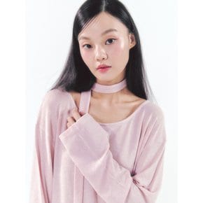 Knit Tie Long Sleeve Set Pink