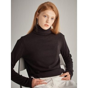 BLACK wool clasic crop highneck cutsaw(HT007)