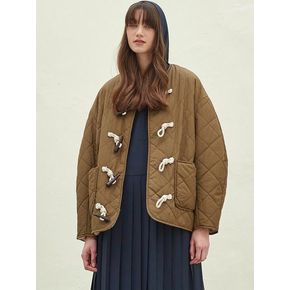 DUFFLE QUILTING FUR JACKET_BROWN