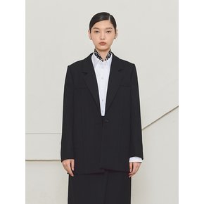 SINGLE-BREASTED WOOL SUIT JACKET - BLACK