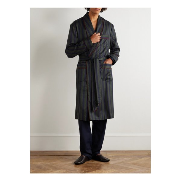 루비나찌 벨티드 스트라이프 울 캐시미어 블렌드 로브 46376663163002649