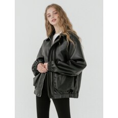 Overfit leather band blouson