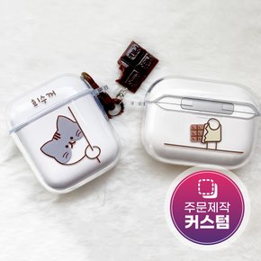 각인 빼꼼 케이스 버즈프로 에어팟 귀여운 클리어 동물 캐릭터 강아지 고양이 햄스터 고슴도치