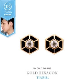 [TIARIS(티아리스) by HOMME] 남자 14k귀걸이 육각골드/gold hexagon_ FE4029