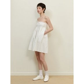 OFF-SHOULDER SHIRRING DRESS_WHITE