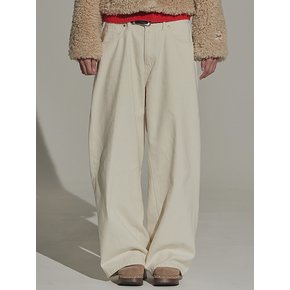 LOOSE STRAIGHT FIT Solid Denim Pants Ivory