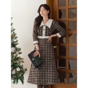 세비니 와이드카라 A라인 트위드 원피스 빅사이즈 하객룩 연말룩 모임룩_P351567776
