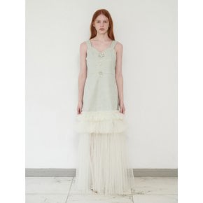 White Flame_ Jewelry-Embellished Tulle Dress