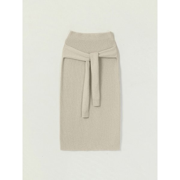 YAVIN TIE WOOL KNIT SKIRT_BEIGE