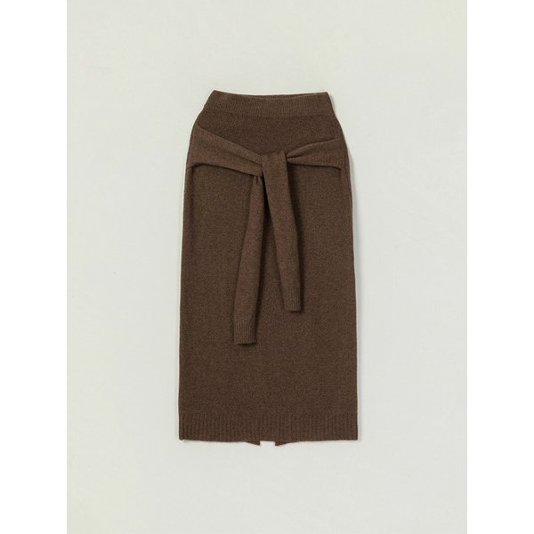 YAVIN TIE WOOL KNIT SKIRT_BEIGE
