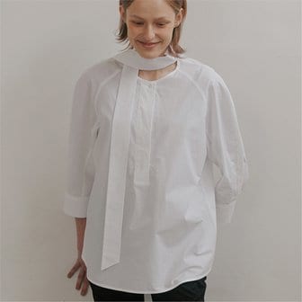 blank03 [블랭크03] cotton tie shirt blouse (off white)