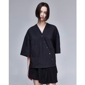 [파주점] [송지오우먼]송지오 컬렉션 바이어스 컷 하프 셔츠 블랙 WH3SH703BK