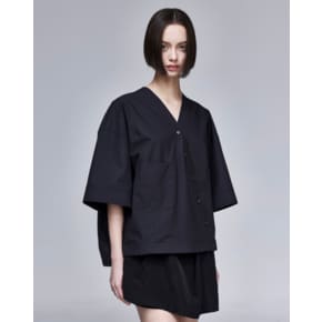[파주점] [송지오우먼]송지오 컬렉션 바이어스 컷 하프 셔츠 블랙 WH3SH703BK