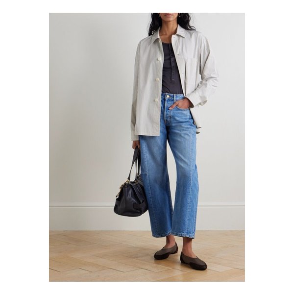 비사이드 슬림 라소 미드라이즈 배럴 진 미드 데님 46376663162914507