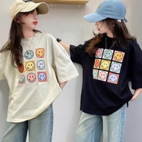 베비포 주니어 여아 반팔티 초등 스마일 프린트 루즈핏 ET9 (50588664...