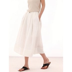 Linen Bending Pintuck Skirt _White