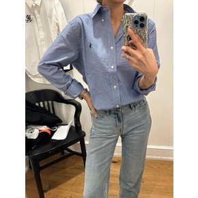 폴로 랄프로렌 26SS 남녀공용 깅엄 블루 체크 포니 포플린 긴팔 셔츠