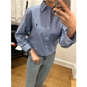 폴로 랄프로렌 26SS 남녀공용 깅엄 블루 체크 포니 포플린 긴팔 셔츠