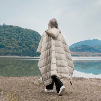 생활살림 캠핑 패딩 초경량 침낭 망토 후드 입는 침낭 이불