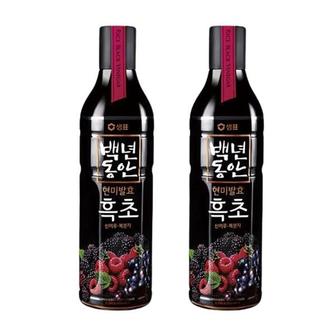  샘표 백년동안 현미발효 흑초 산머루 복분자 900ml x 2개