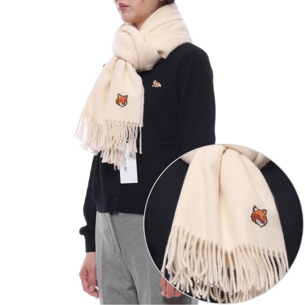 [부산점] [메종키츠네] 25FW 여성 폭스헤드 패치 울 머플러 (PM06201WB0044 P205 W 25F)