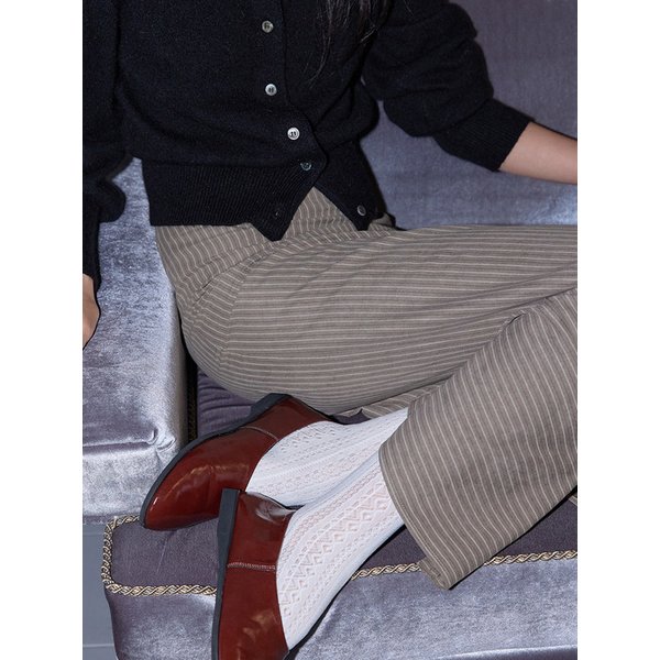 MATTE VINTAGE STRIPE SKIRT MUD BEIGE