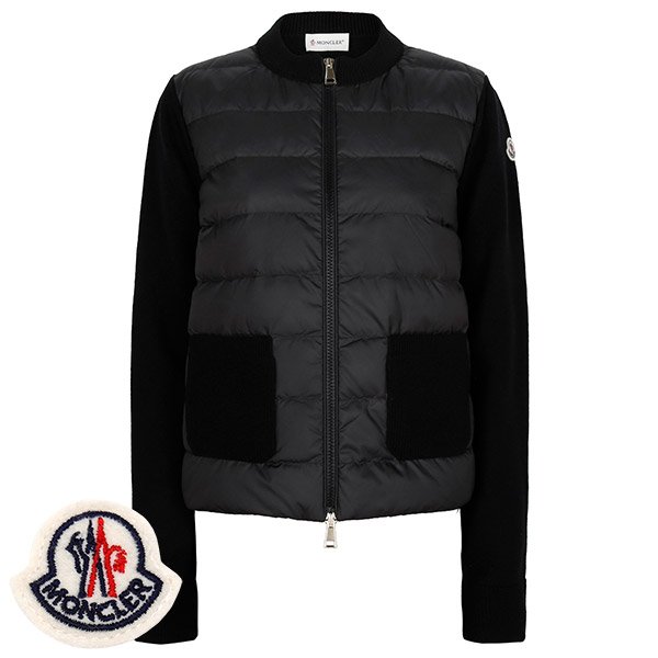 [부산점] 몽클레어 25FW 블랙 니트 믹스 집업 자켓 9B00036 M1131 999