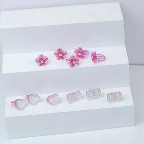 국산 KC반짝이는 스팽클과 오로라 하트, 리본이 돋보이는 유아동 패션 반지 4460