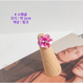 국산 KC반짝이는 스팽클과 오로라 하트, 리본이 돋보이는 유아동 패션 반지 4460