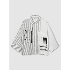패널 스트라이프 셔츠 화이트