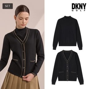 [DKNY GOLF] 23FW 울 블렌디드 니트 가디건 2종 세트 여성