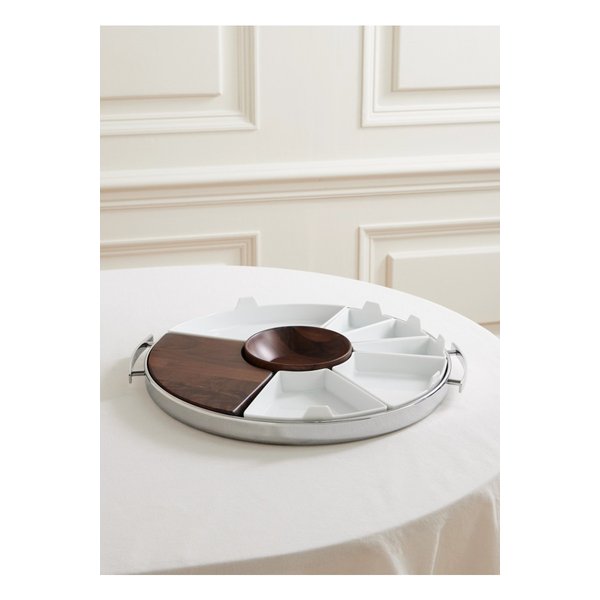 무드 파티 월넛 포슬린 스테인리스 스틸 서빙 세트 실버 46376663162914879