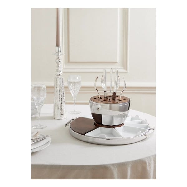 무드 파티 월넛 포슬린 스테인리스 스틸 서빙 세트 실버 46376663162914879