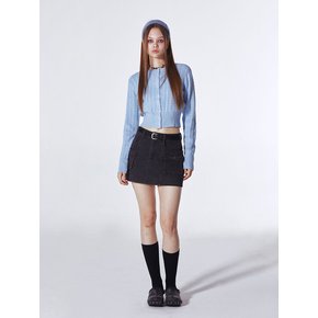 Double Pockets Denim Belt Skirt (CHARCOAL)