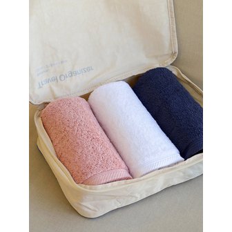 송월타월 헤스티지 180g 40수 호텔수건 3매 + 에이와이오 트래블파우치M 세트