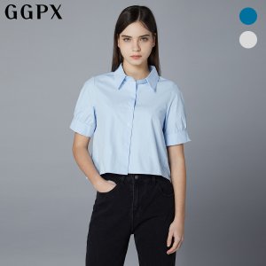 GGPX 백 플리츠 크롭 하프 셔츠 (GOHSHB90F)