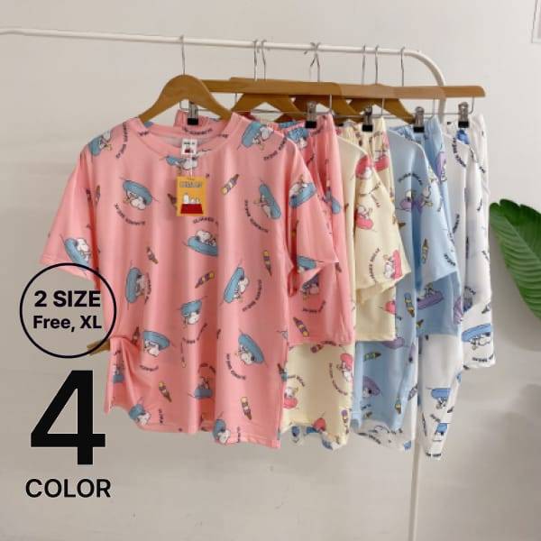 확대된 대표 헤이븐 / 2사이즈 쿨하이 여름 매쉬 상하복 잠옷 세트(4color)