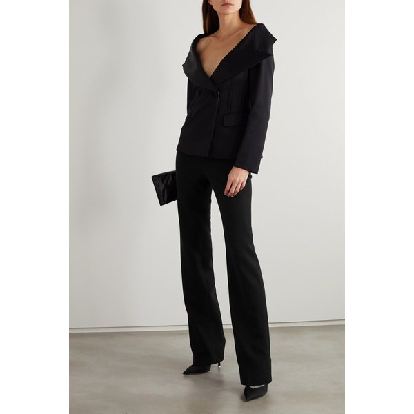 사피야 골디 스트레치 크레이프 스트레이트 팬츠 블랙 8008779906212695