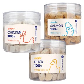 심플리 치킨 오리 연어 100% 동결건조 강아지 고양이 간식 60g