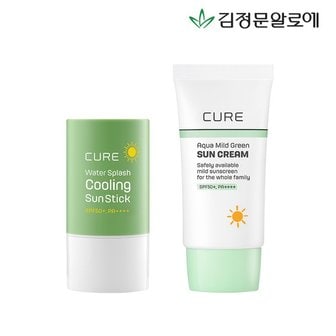 김정문알로에 큐어 마일드 선크림무기자차 40ml+쿨링선스틱