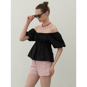 Two-Way Off-Shoulder Puff Blous Black