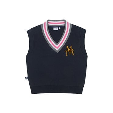MARTINE GOLF [정상가 238000원]여성 배색 브이넥 베스트 네이비 (Q0C410149)