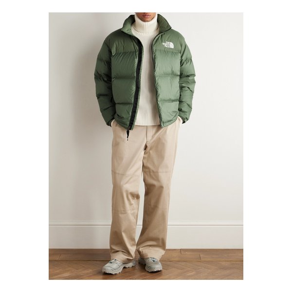 1996 레트로 눕시 퀼팅 나일론 립스탑 셸 후드 다운 재킷 그린 46376663162925063