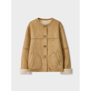 half suede mustang jacket_beige