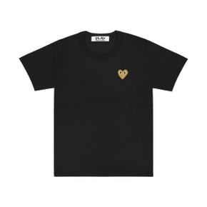 Play Comme des Garcons 플레이 꼼데가르송 골드 하트 티셔츠 블랙