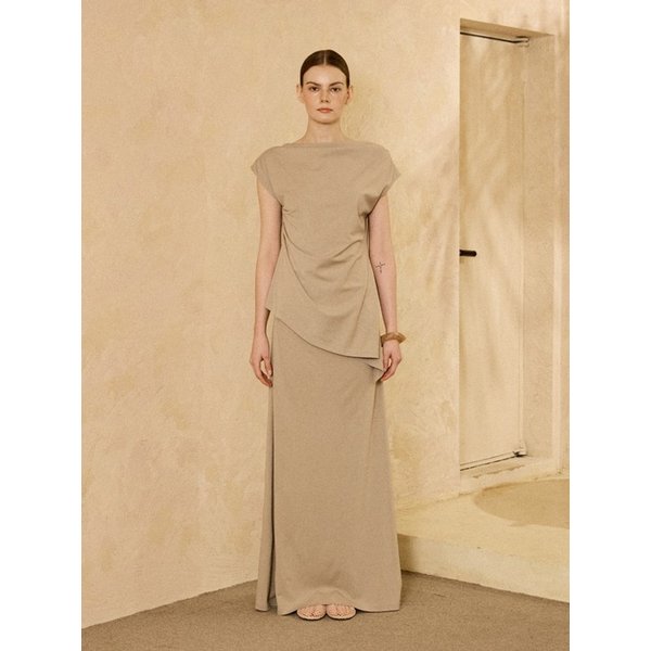 Ponte Stretch Boatneck Top Beige