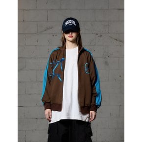 PEACH JERSEY TRACK TOP - BROWN