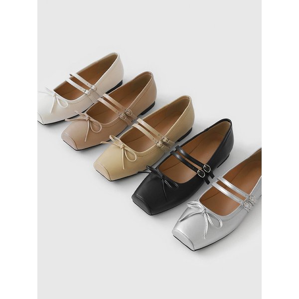 모리에 리본 메리제인 플랫슈즈 (1cm)